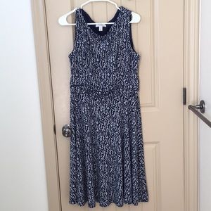 Navy blue floral mid calf dress sz 14